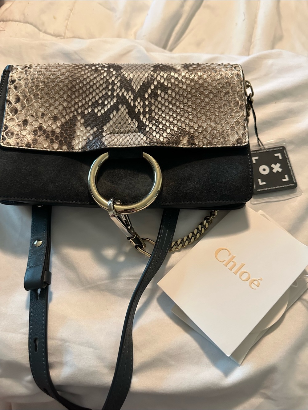 Chloé Faye Crossbody Bag with Python Excellent Condition